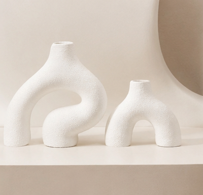 White ceramic vases