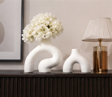 White ceramic vases