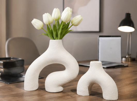 White ceramic vases
