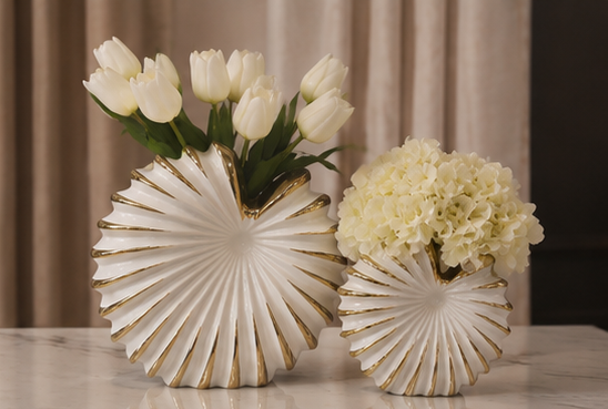 White ceramic seashell vase