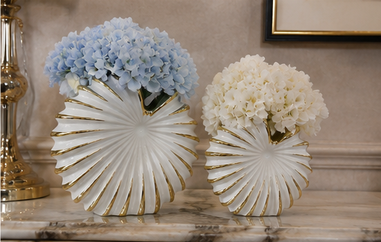 White ceramic seashell vase