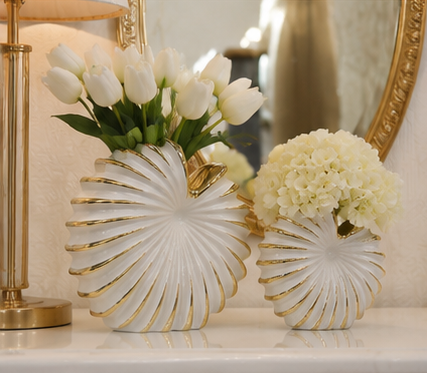 White ceramic seashell vase