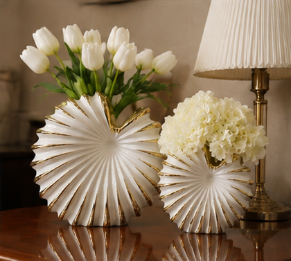 White ceramic seashell vase