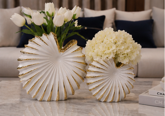 White ceramic seashell vase