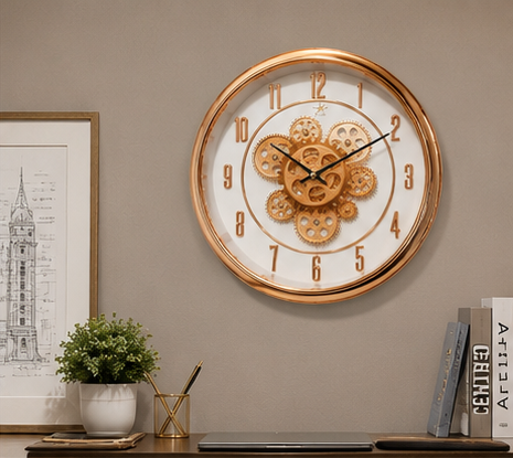 Rose gold mechanical wall clock
