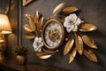 Luxury Gold Floral Wall Clock | Modern Silent Decorative Metal Wall Clock