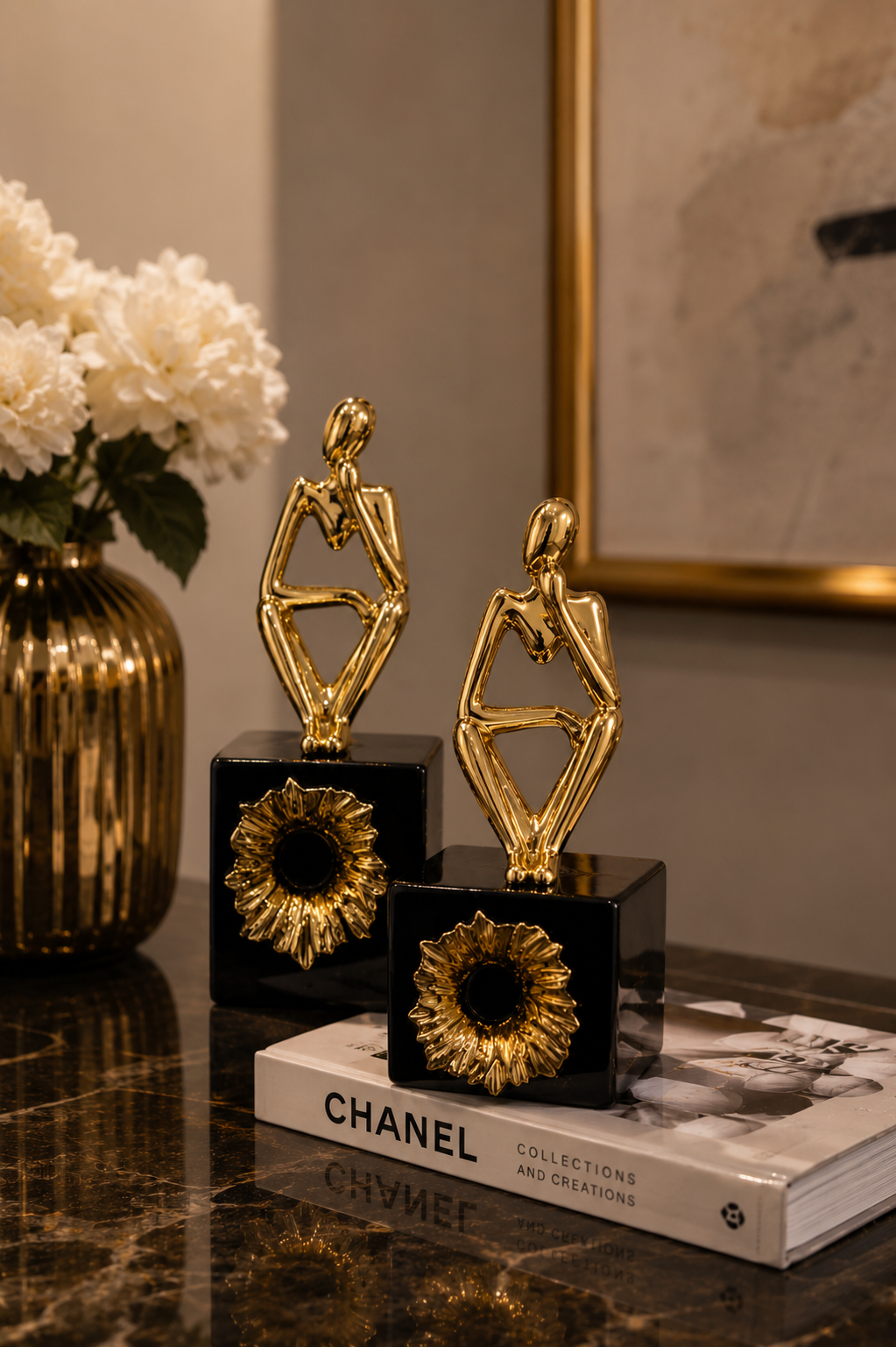 Golden Couple Abstract Sculpture Decor