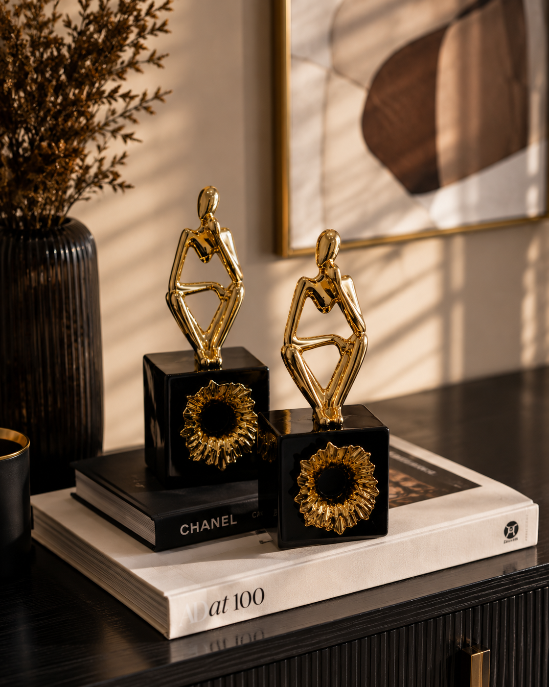 Golden Couple Abstract Sculpture Decor