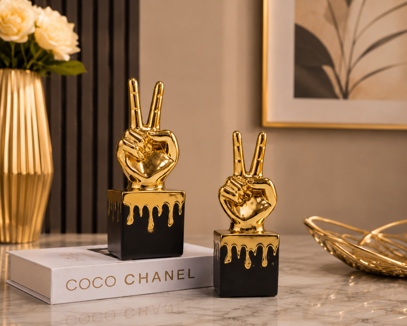 Golden Victory Hand Decorative Statue