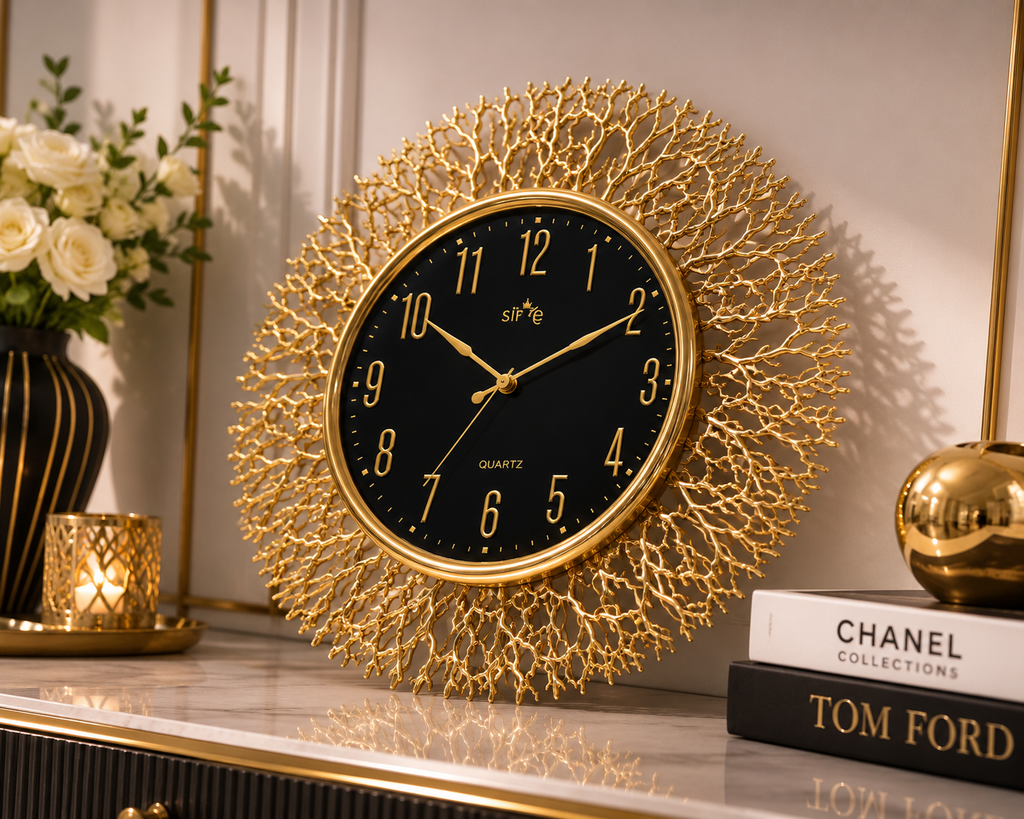 Luxury Gold Sunburst Wall Clock
