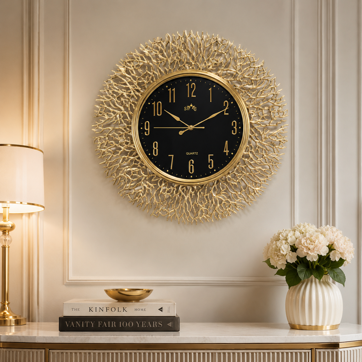 Luxury Gold Sunburst Wall Clock