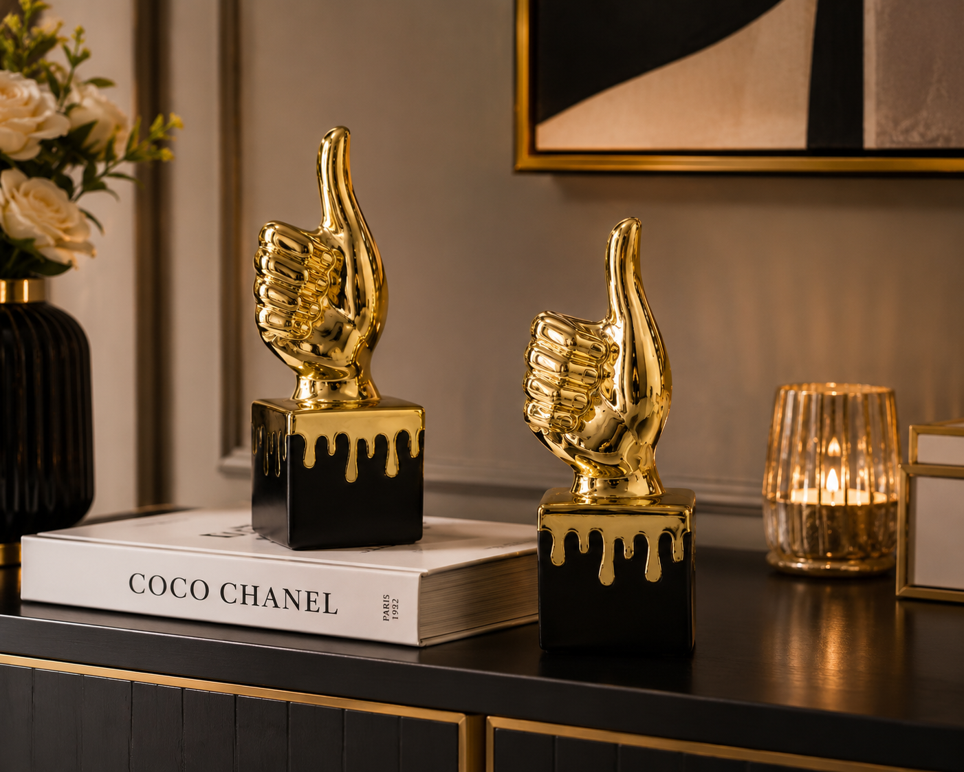 Golden Thumbs Up Decorative Statue