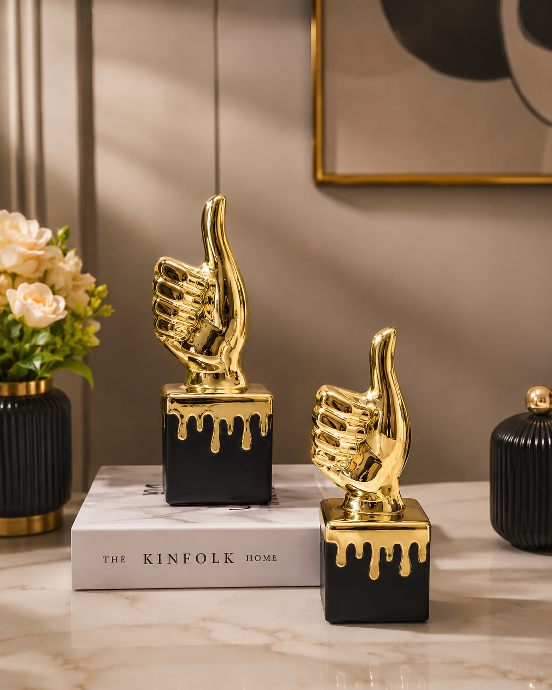 Golden Thumbs Up Decorative Statue