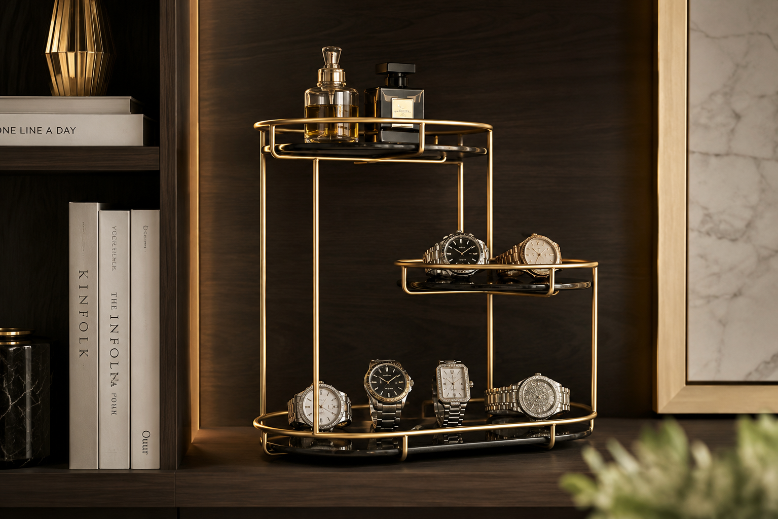 3 Layer Mini Marble Cosmetic Makeup Organizer Rack
