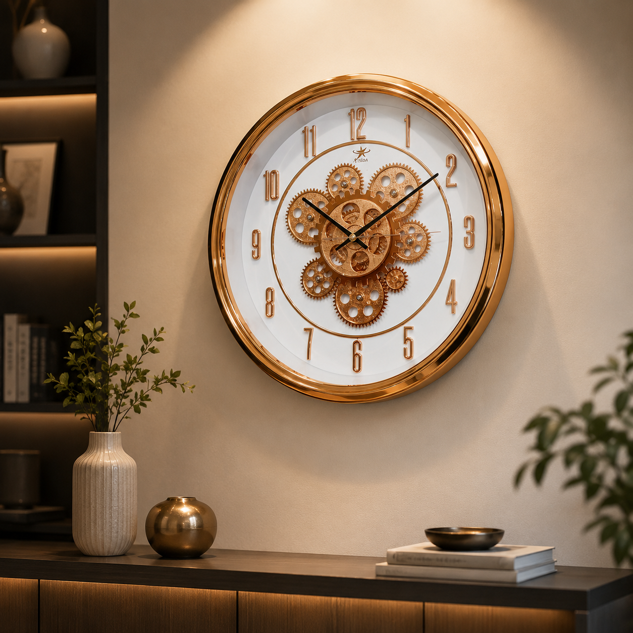 Rose gold mechanical wall clock