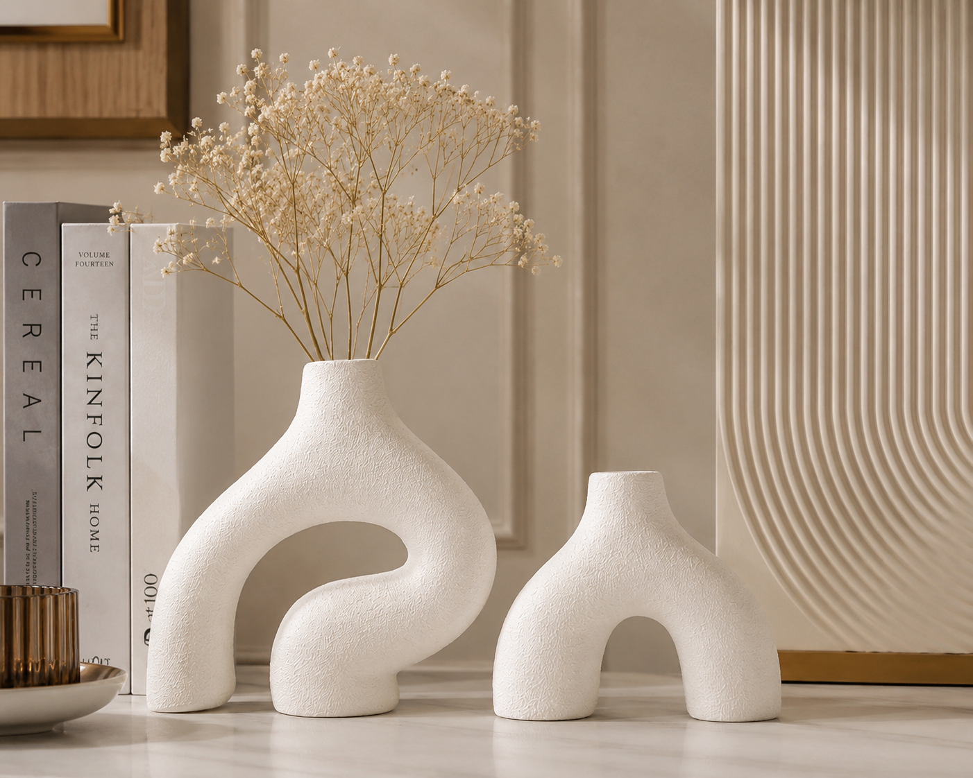 White ceramic vases