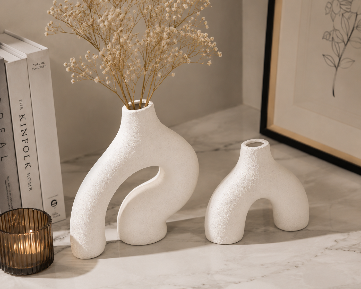 White ceramic vases