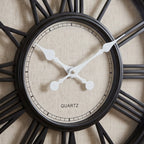 Modern Black & White Roman Numeral Wall Clock – Large Decorative Metal Clock