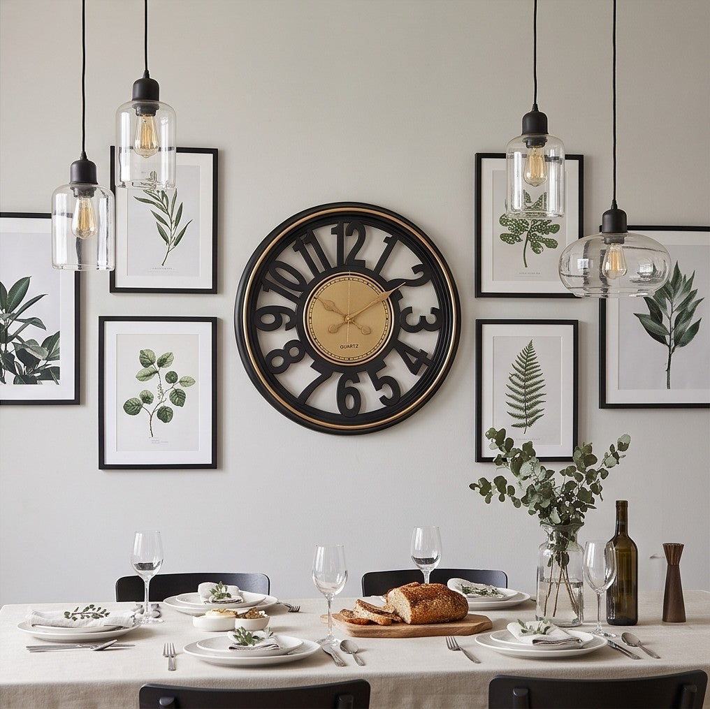 Luxury Black & Gold Wall Clock – Modern 3D Oversized Number Decorative Clock