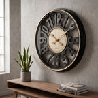 Luxury Black & Gold Wall Clock – Modern 3D Oversized Number Decorative Clock
