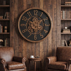 Luxury Black & Gold Gear Wall Clock – Vintage Industrial Design