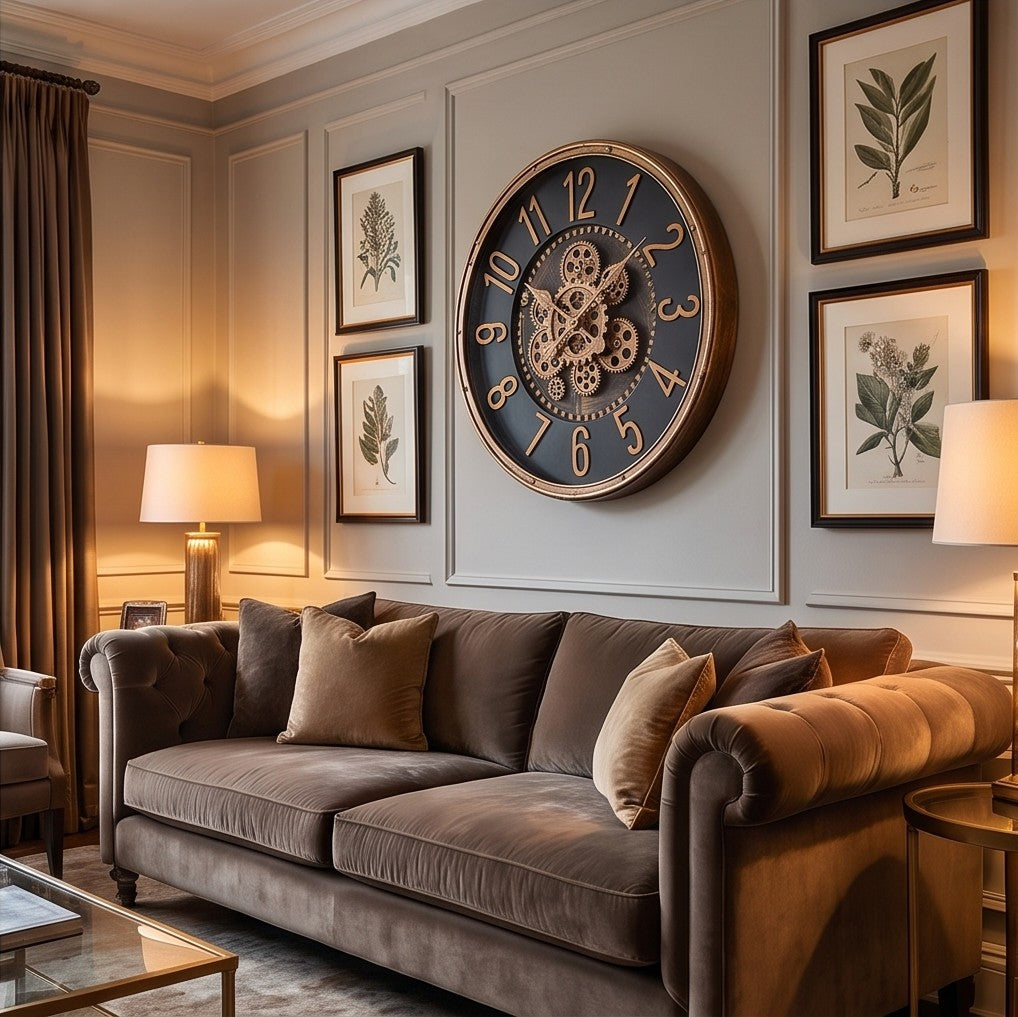 Luxury Black & Gold Gear Wall Clock – Vintage Industrial Design