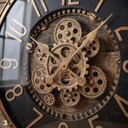 Luxury Black & Gold Gear Wall Clock – Vintage Industrial Design