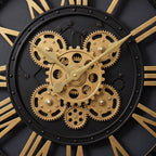 Luxury Black & Gold Skeleton Gear Wall Clock – Roman Numeral Design
