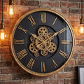 Luxury Black & Gold Gear Wall Clock – Roman Numeral Statement Clock