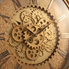 Luxury Gold Gear Wall Clock – Large Roman Numeral Decorative Clock