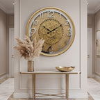 Luxury Gold Gear Wall Clock – Premium 3D Roman Numeral Decorative Clock