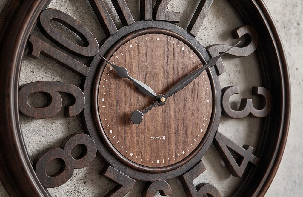 Modern Rustic Wood Wall Clock – Large Roman Numeral Decorative Clock for Home & Office