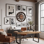 Modern Rustic Wood Wall Clock – Large Roman Numeral Decorative Clock for Home & Office