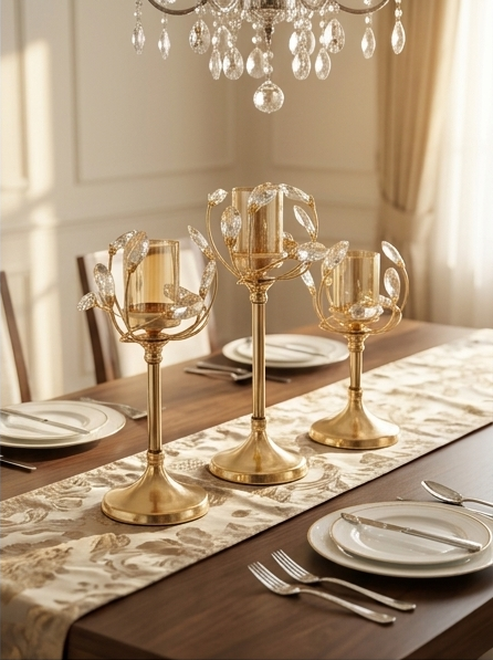 Candleholders Candlestick Holders Crystal,Light Luxury Retro Romantic Dining Table Candlestick Decorations, Home Candlelight Dinner Candelabras