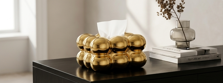 CERAMIC BUBBLE DESIGN TISSUE BOX HOLDER – LUXURY VILLA TABLETOP DECOR