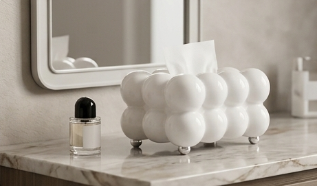 CERAMIC BUBBLE DESIGN TISSUE BOX HOLDER – LUXURY VILLA TABLETOP DECOR