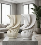 Next beige and white pleated ceramic vases