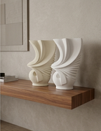 Next beige and white pleated ceramic vases