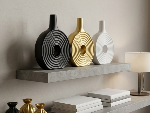 Nordic Decor Circular Hollow Rustic Modern Ceramic Vase Whirlpool Round Ring Vase