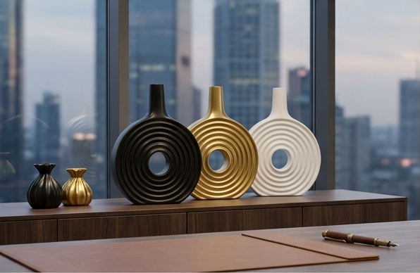 Nordic Decor Circular Hollow Rustic Modern Ceramic Vase Whirlpool Round Ring Vase