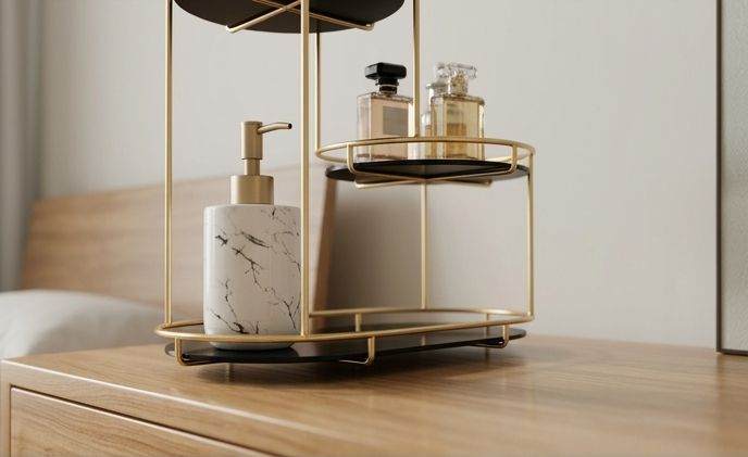 3 Layer Marble Cosmetic Makeup Organizer Rack