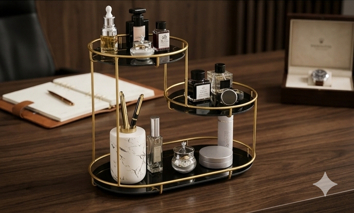 3 Layer Marble Cosmetic Makeup Organizer Rack