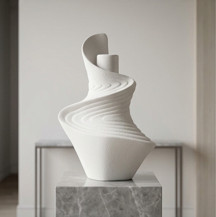 White sculptural ceramic vase