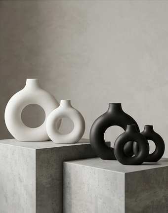 Sawoake doughnut ceramic vases