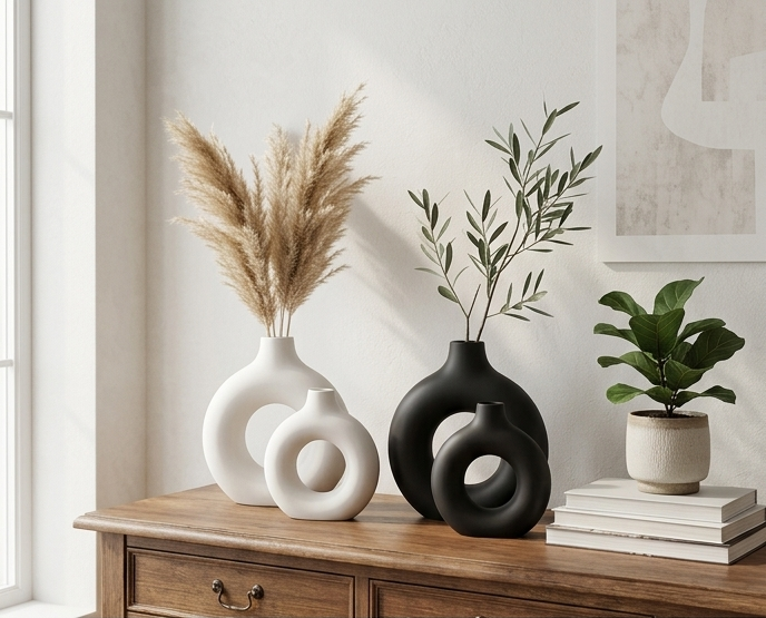 Sawoake doughnut ceramic vases