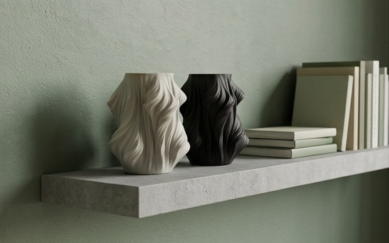 Wavin Wave Design Ceramic Flower Vase for Living Room & Table Deco