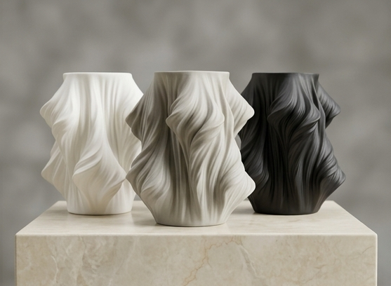 Wavin Wave Design Ceramic Flower Vase for Living Room & Table Deco