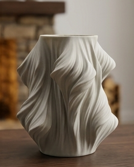 Wavin Wave Design Ceramic Flower Vase for Living Room & Table Deco