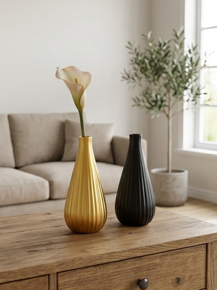 Fluted Teardrop Decorative Ceramic Vase Duo