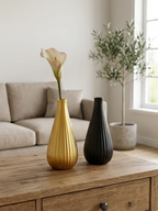 Fluted Teardrop Decorative Ceramic Vase Duo